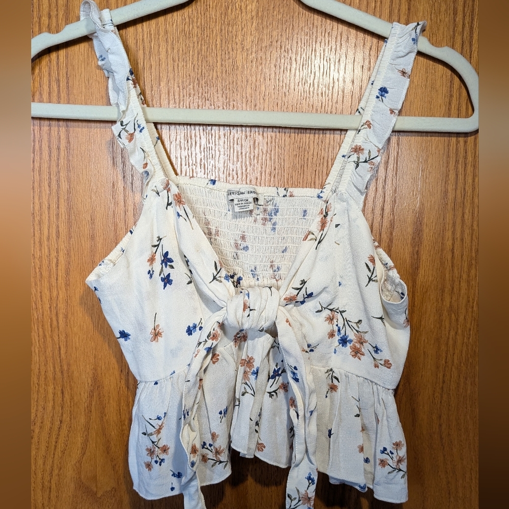 American Eagle Outfitters Floral Tie-Front Blouse